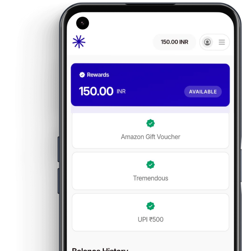Opinion Now rewards screen on Android phone