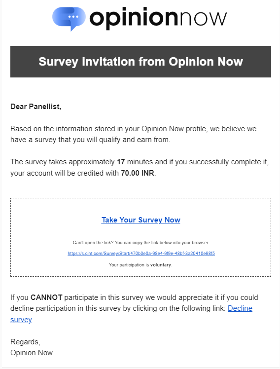 opinion now email to take surveys